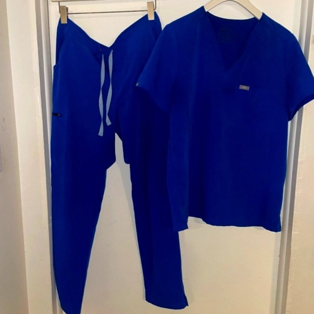 Catarina One-Pocket Scrub Top, Yola Straight Leg Skinny Fit Royal Blue Size M